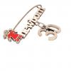baby safety pin, girl – newborn – January 30th, made of 18k rose gold vermeil on 925 sterling silver with red enamel