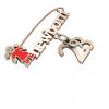 baby safety pin, girl – newborn – September 23rd, made of 18k rose gold vermeil on 925 sterling silver with red enamel