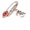 baby safety pin, navette eye – να ζηση December 31st, made of 18k rose gold vermeil on 925 sterling silver with red enamel