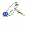baby safety pin, round eye – infinity January 1st, made of 18k white gold vermeil on 925 sterling silver with blue enamel