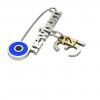 baby safety pin, round eye – newborn December 31st, made of 18k white gold vermeil on 925 sterling silver with blue enamel