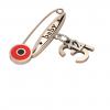 baby safety pin, round eye – baby December 31st, made of 18k rose gold vermeil on 925 sterling silver with red enamel