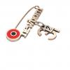 baby safety pin, round eye – newborn December 31st, made of 18k rose gold vermeil on 925 sterling silver with red enamel
