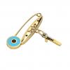 baby safety pin, round eye – baby January 1st, made of 18k gold vermeil on 925 sterling silver with turquoise enamel