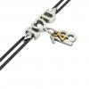 macrame bracelet, I love you – April 18th, made of 18k white gold vermeil on 925 sterling silver with black cord