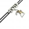 macrame bracelet, I love you – April 27th, made of 18k white gold vermeil on 925 sterling silver with black cord