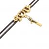 macrame bracelet, I love you – black cord – January 1st, made of 18k yellow gold vermeil on 925 sterling silver