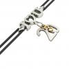 macrame bracelet, I love you – March 20th, made of 18k white gold vermeil on 925 sterling silver with black cord