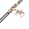 macrame bracelet, I love you – March 29th, made of 18k rose gold vermeil on 925 sterling silver with black cord