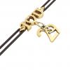 macrame bracelet, I love you – March 29th, made of 18k yellow gold vermeil on 925 sterling silver with black cord