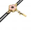 Daisy Evil Eye Macrame Charm Bracelet – January 1st, made of 925 sterling silver / 18k gold finish with black and pink enamel – black cord