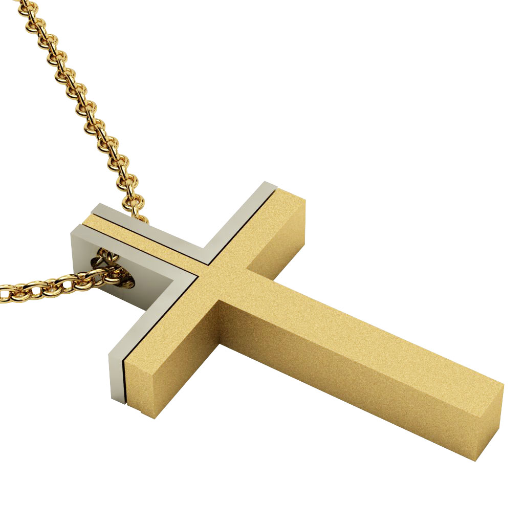 Dichromate Triple Cross 2, made of 14 karat gold / white-gold-white