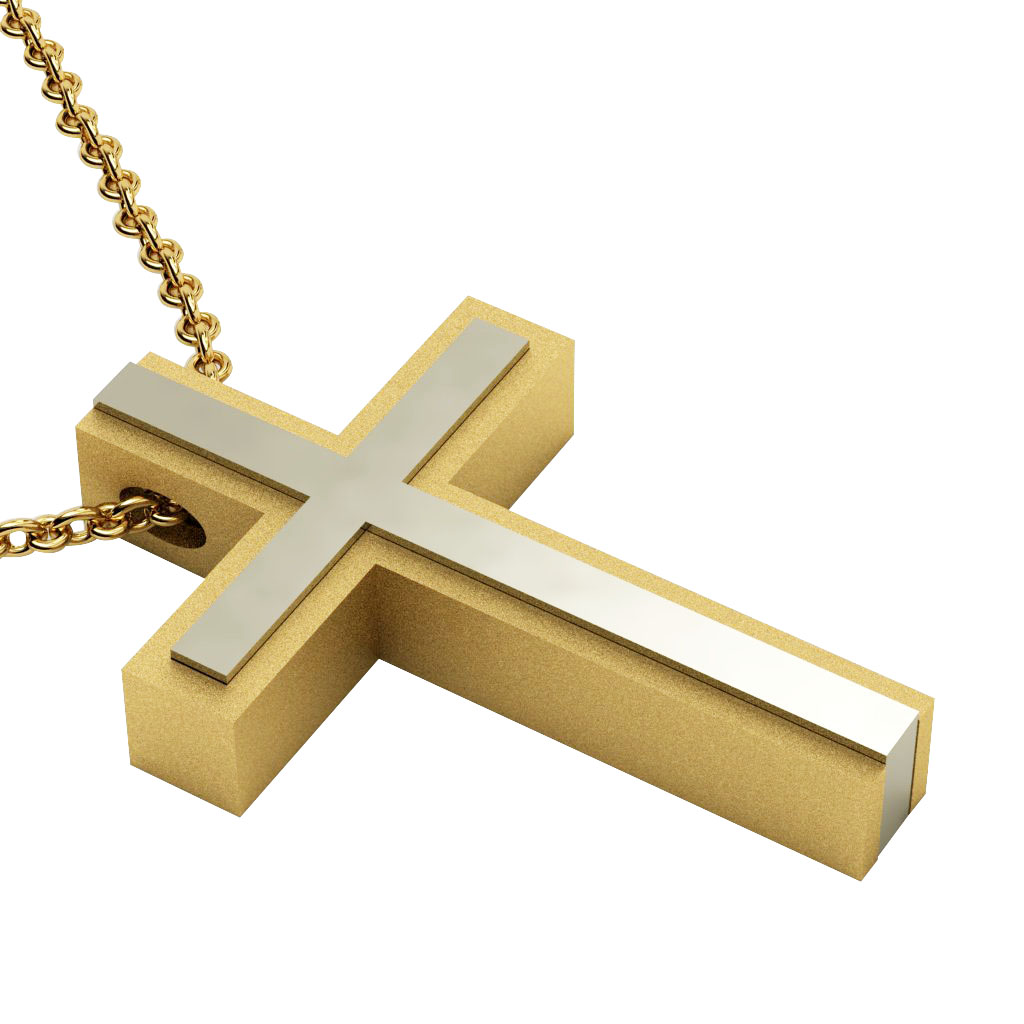 Dichromate Triple Cross 7, made of 14 karat gold / gold-white-gold