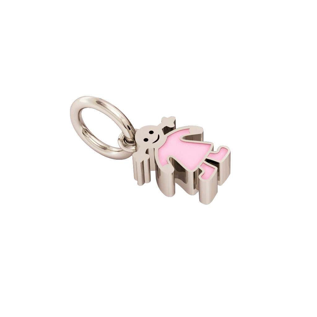 girl pendant, made of 925 sterling silver / 18k rose gold finish with pink enamel