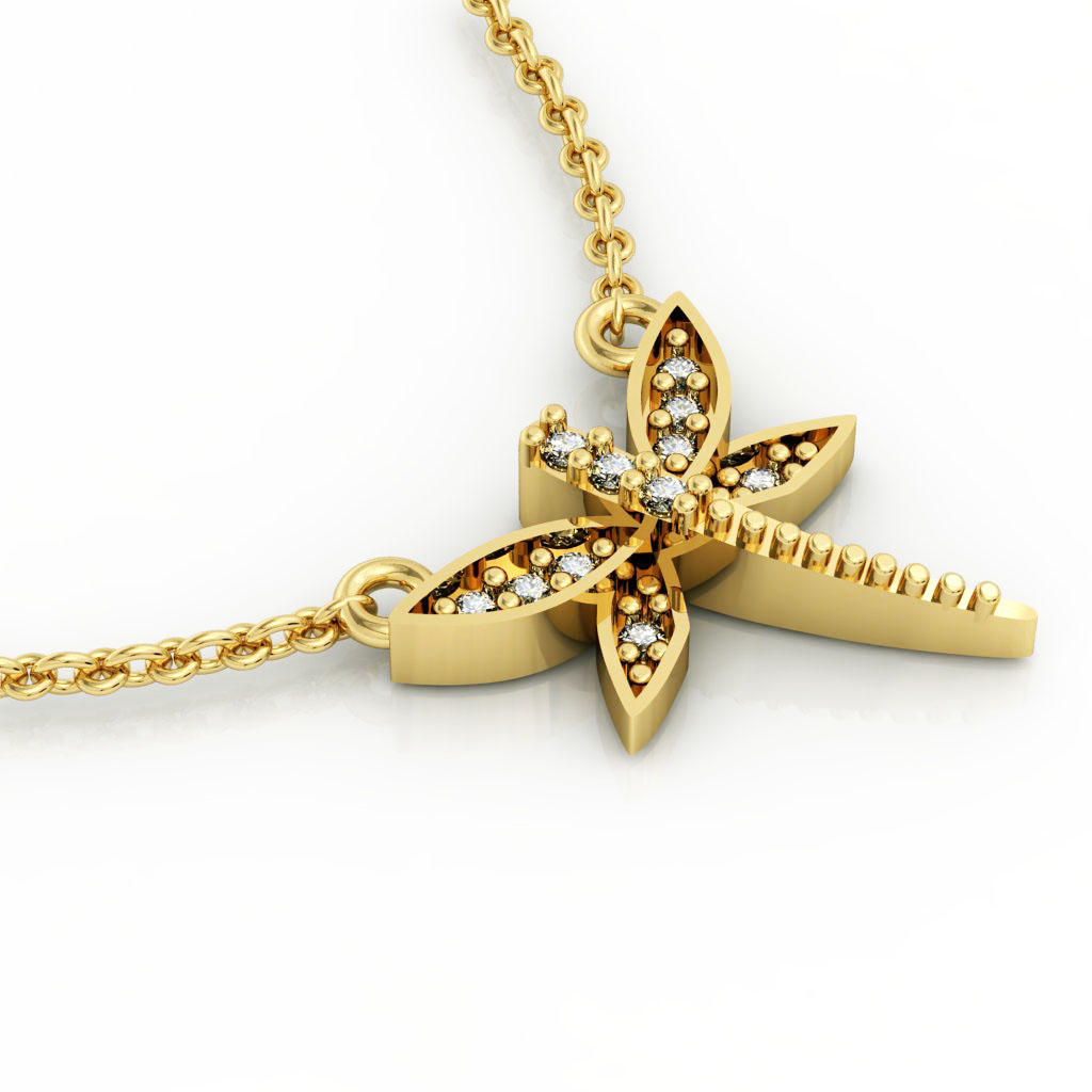 Dragonfly 1 Necklace, made of 925 sterling silver / 18k gold finish with zircon