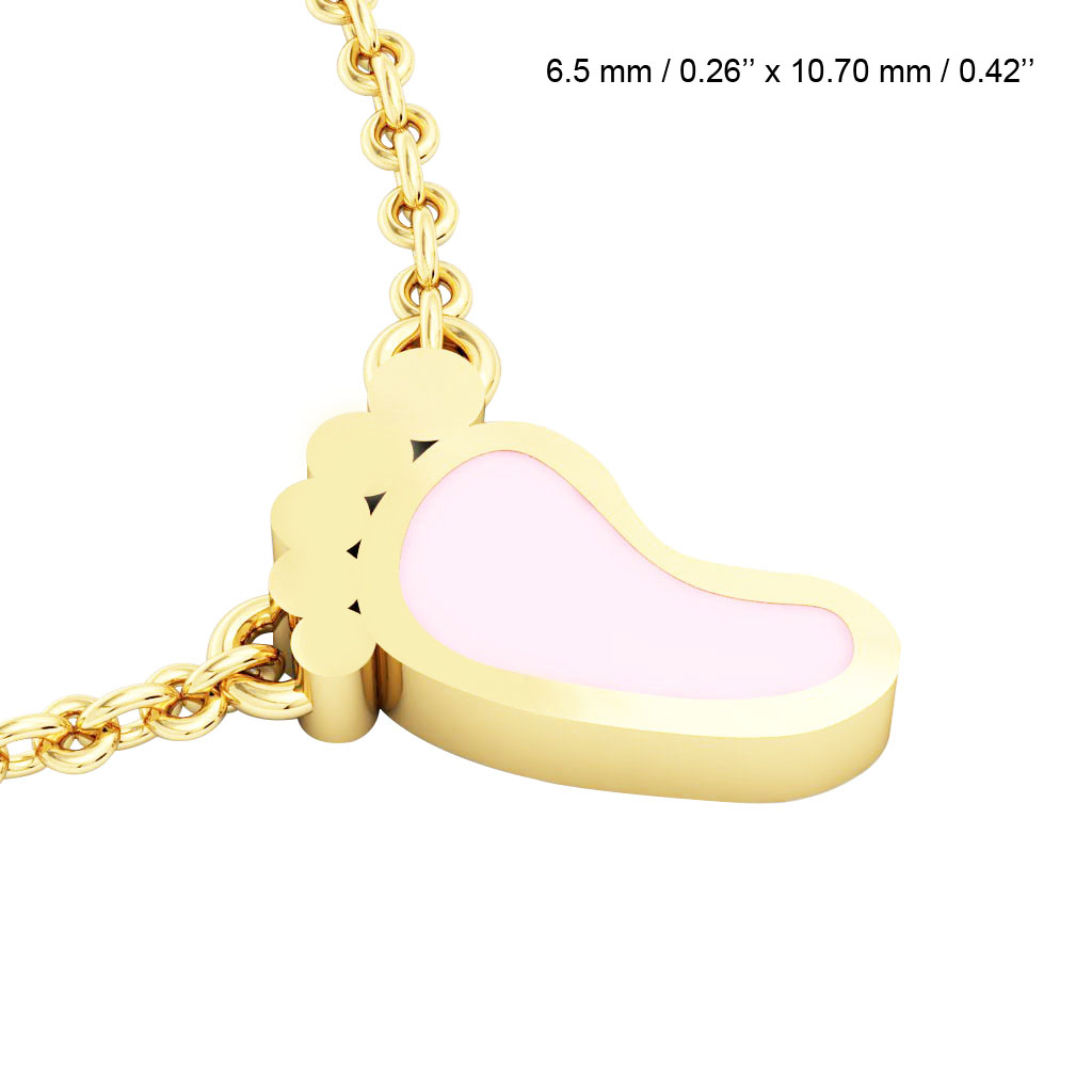 baby foot necklace, made of 925 sterling silver / 18k gold with pink enamel