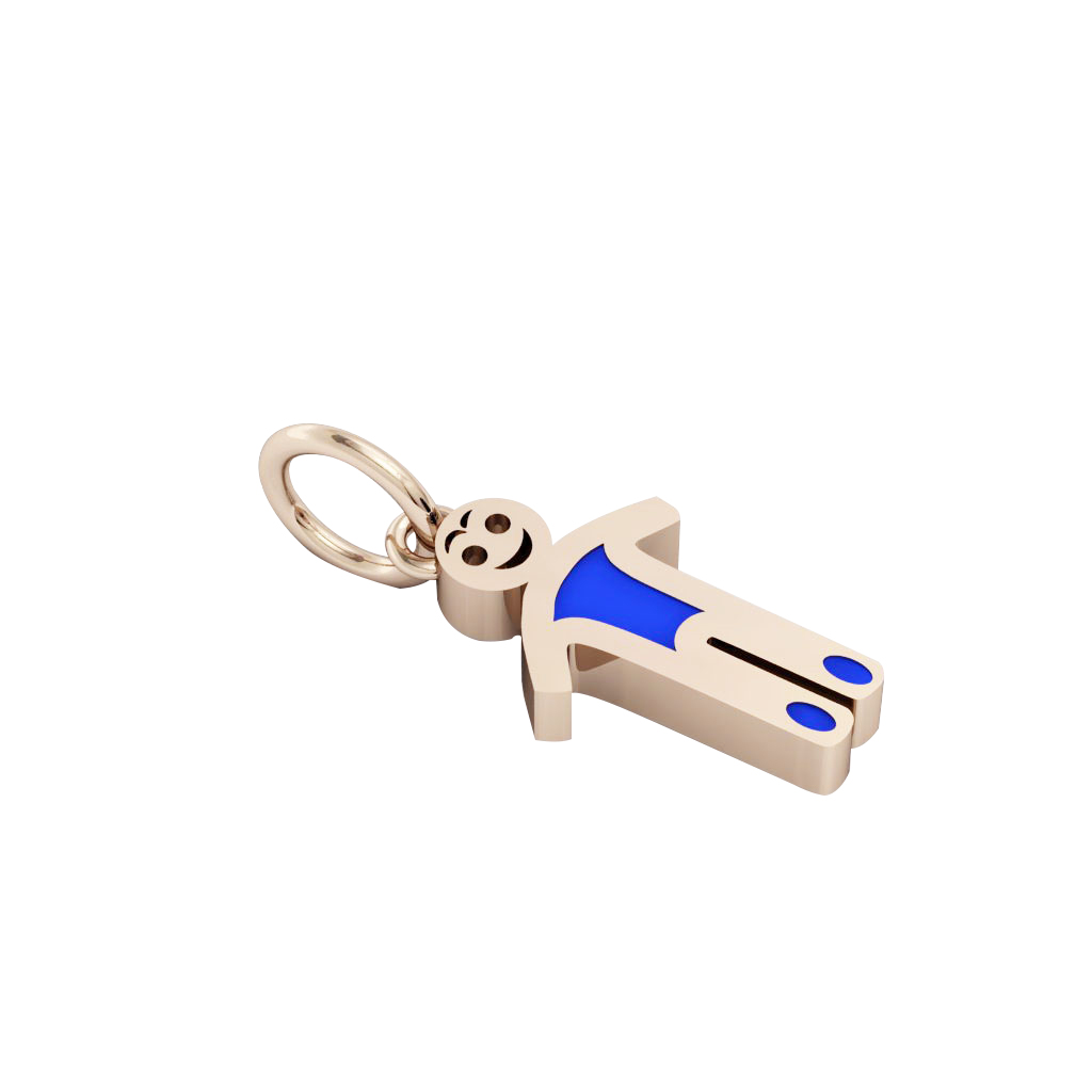 baby boy pendant, made of 925 sterling silver / 18k rose gold finish with blue enamel