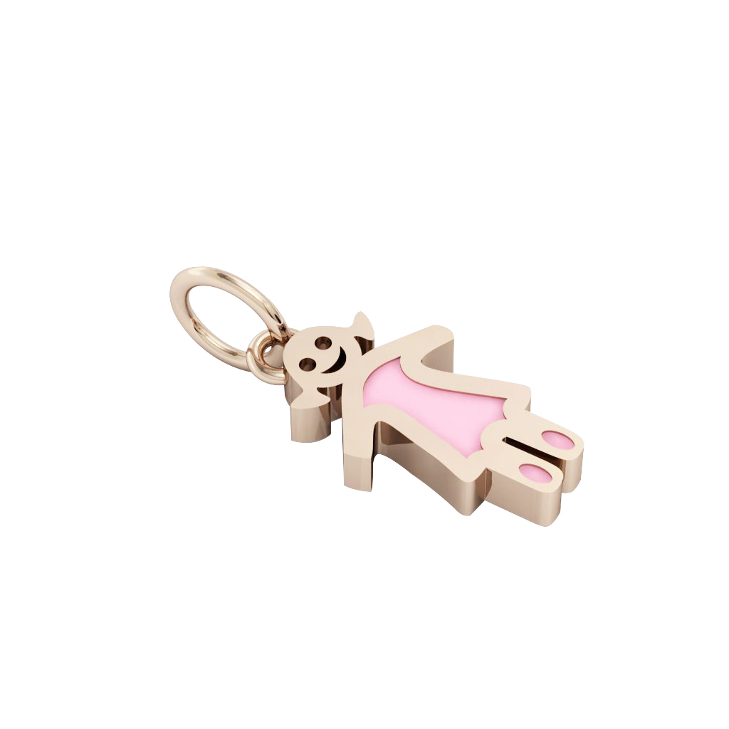 baby girl pendant, made of 925 sterling silver / 18k rose gold finish with pink enamel