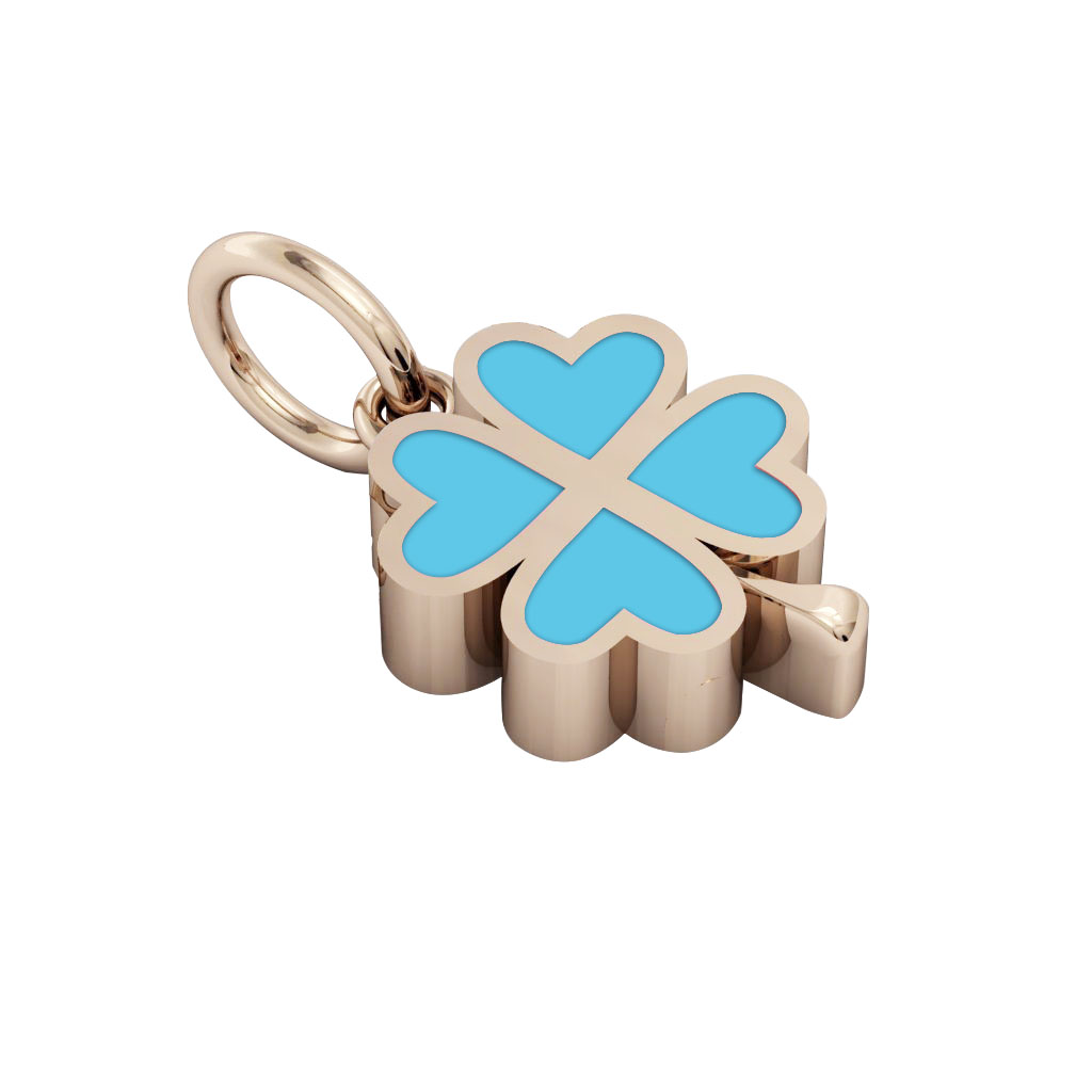 Big Quatrefoil Pendant, made of 925 sterling silver / 18k rose gold finish with turquoise enamel