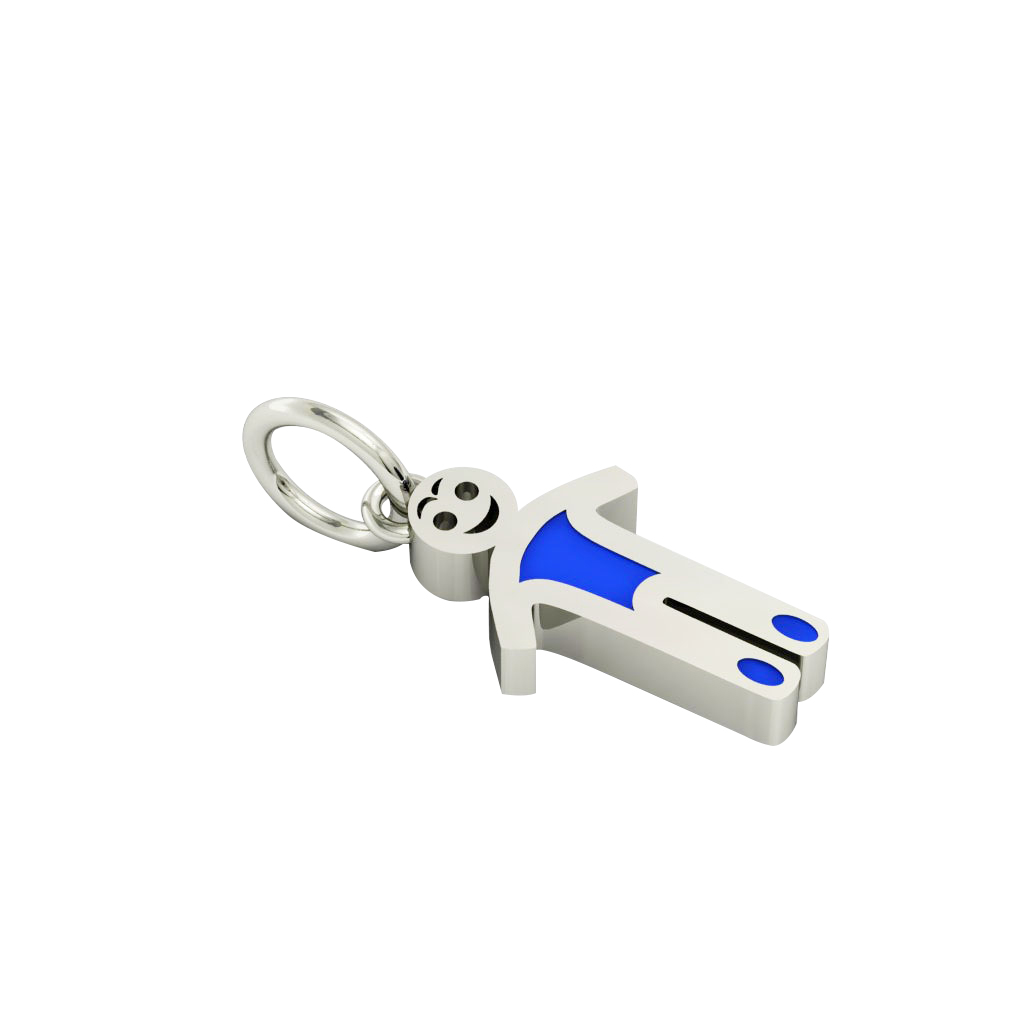 baby boy pendant, made of 925 sterling silver / 18k white gold finish with blue enamel
