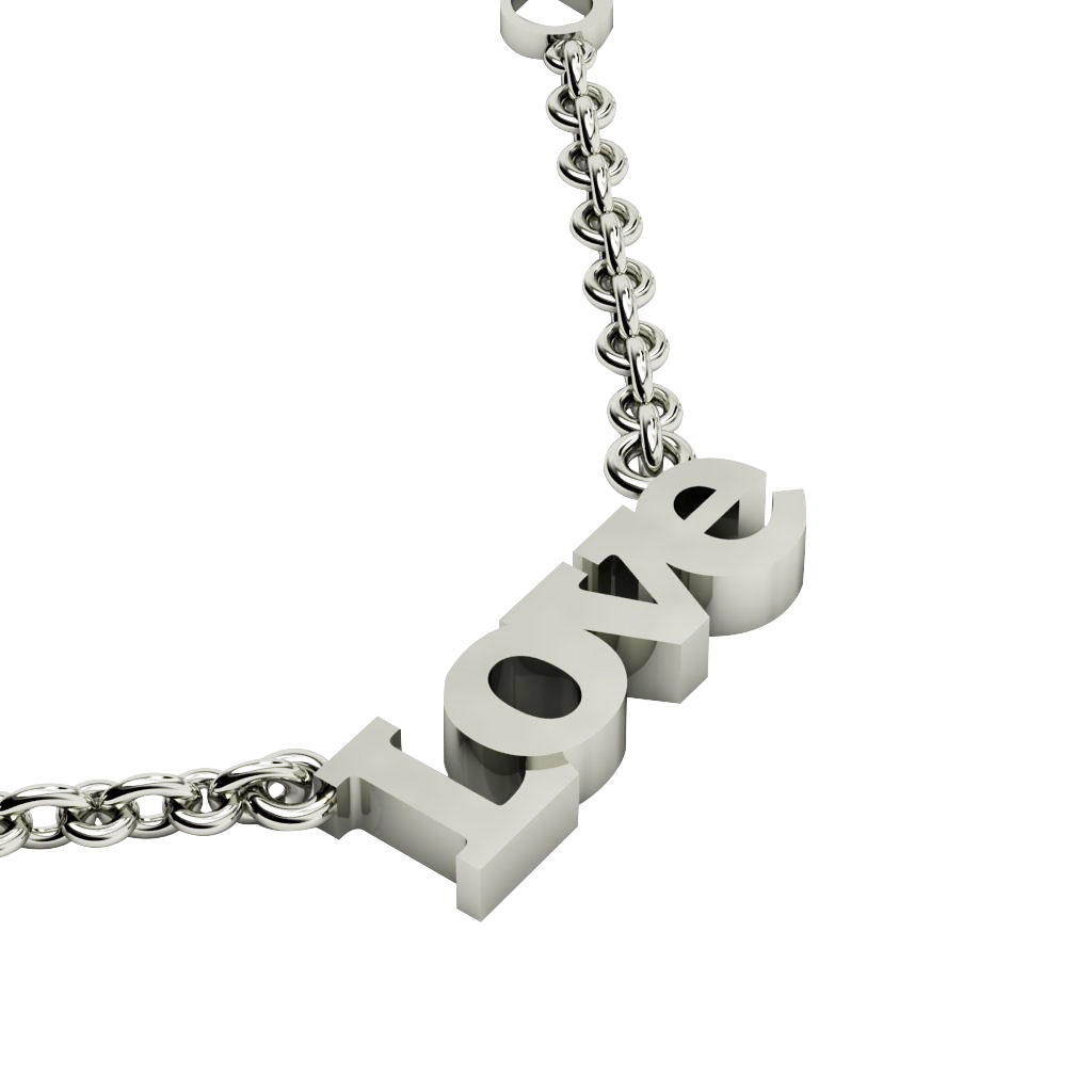 Love Necklace, made of 925 sterling silver / 18k white gold finish