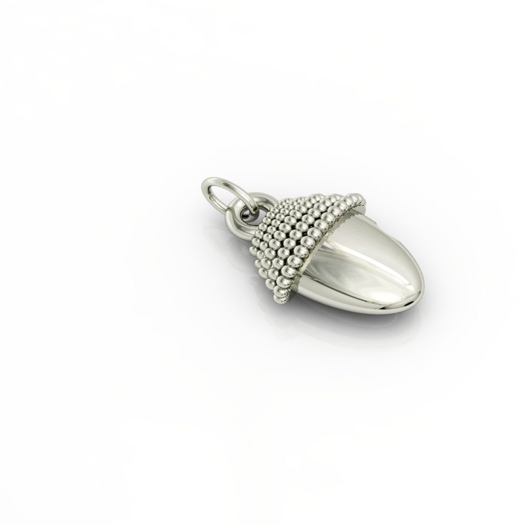 Small Acorn pendant, made of 925 sterling silver / 18k white gold finish 