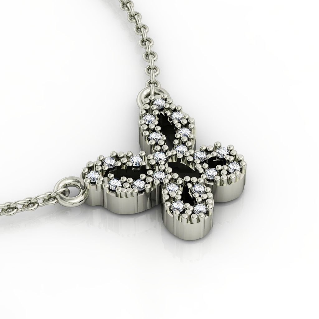 Butterfly 1 Necklace, made of 925 sterling silver / 18k white gold finish with zircon