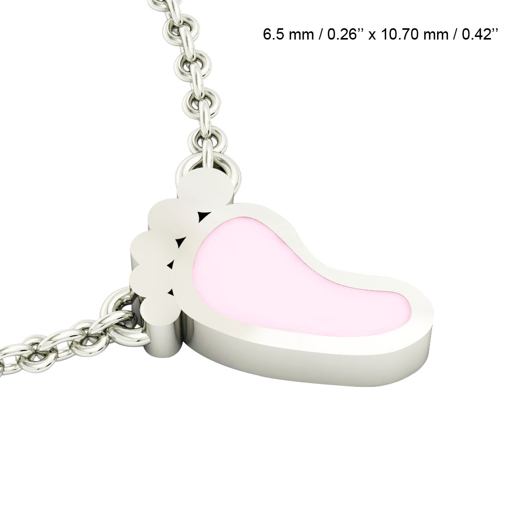 baby foot necklace, made of 925 sterling silver / 18k white gold with pink enamel