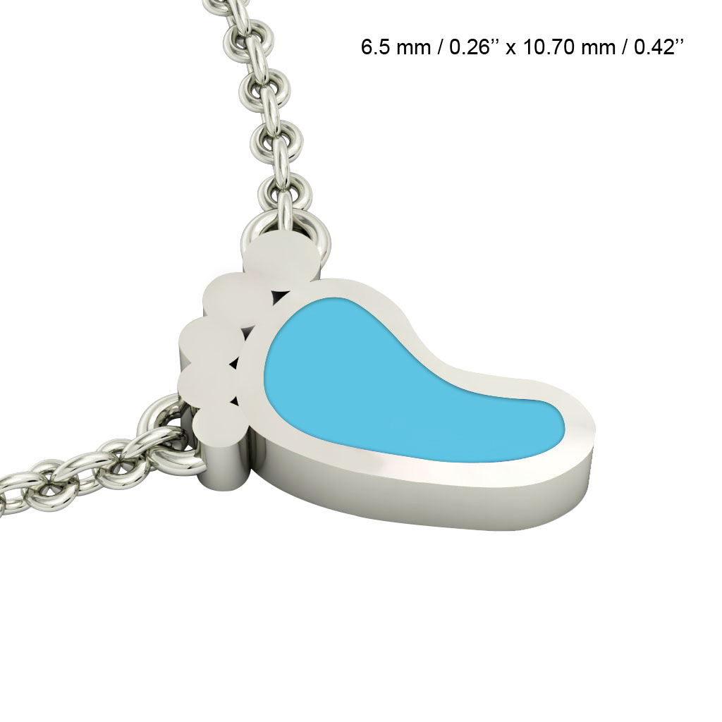 baby foot necklace, made of 925 sterling silver / 18k white gold with turquoise enamel