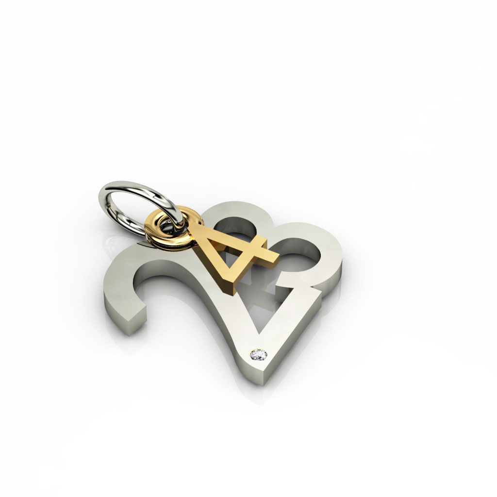 date pendant April 23rd made of 925 sterling silver, set with a brilliant diamond of 0,005 ct / 21