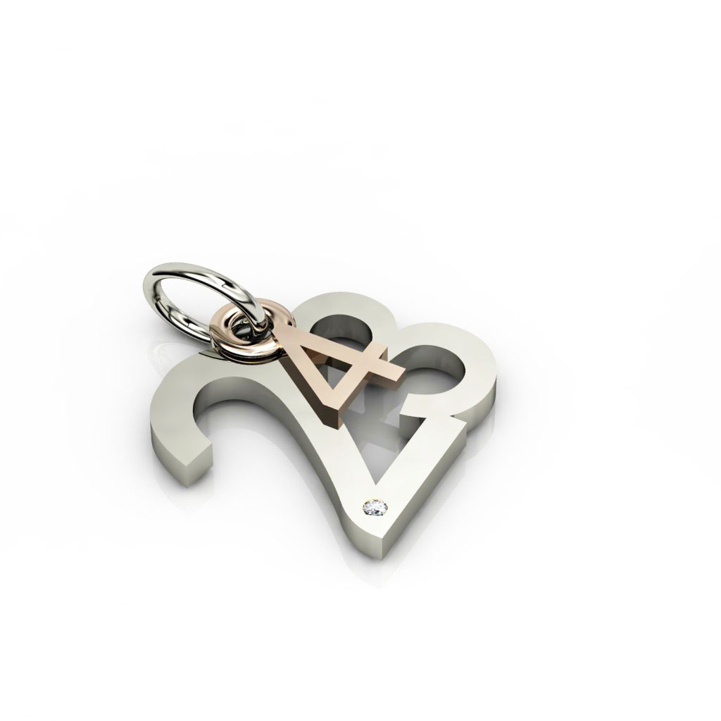 date pendant April 23rd made of 925 sterling silver, set with a brilliant diamond of 0,005 ct / 23