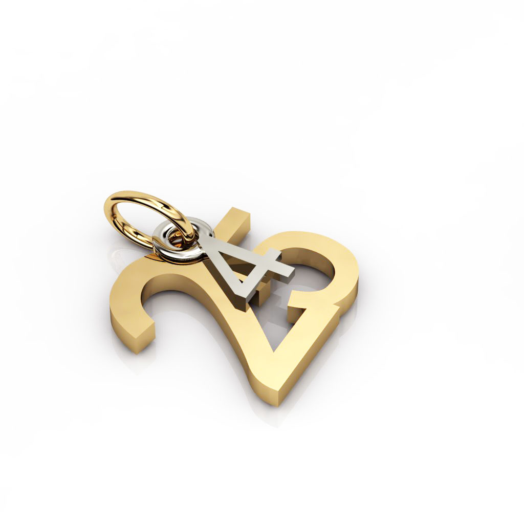 date pendant April 25th made of 18 karat yellow gold vermeil on 925 sterling silver and 9 karat white gold / 12
