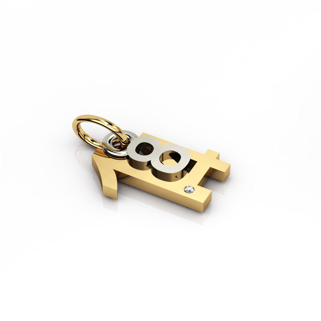 date pendant August 14th made of 925 sterling silver, set with a brilliant diamond of 0,005 ct / 12