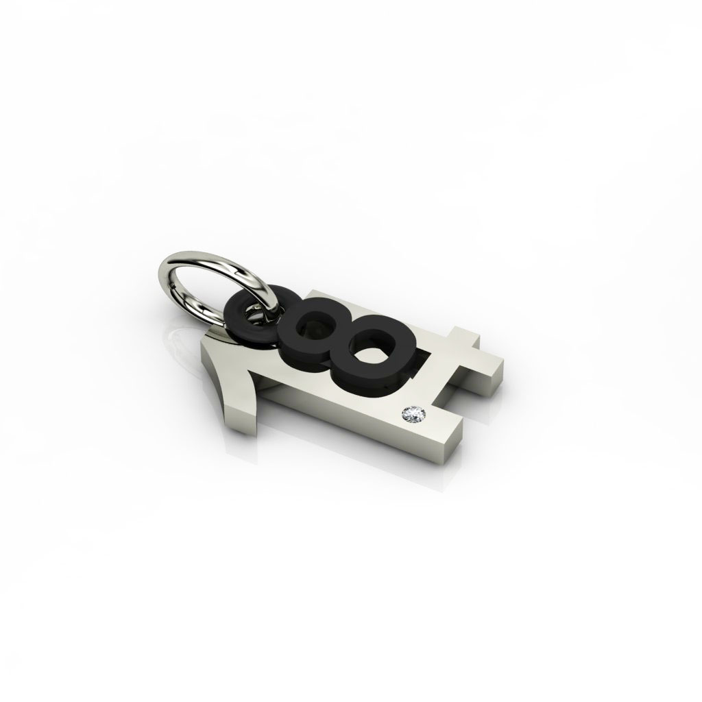 date pendant August 14th made of 925 sterling silver, set with a brilliant diamond of 0,005 ct / 24