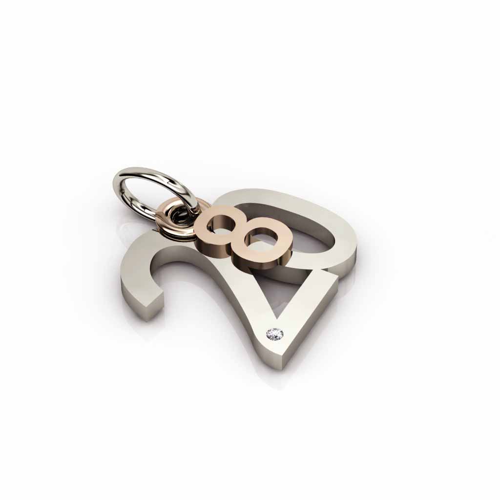 date pendant August 20th made of 925 sterling silver, set with a brilliant diamond of 0,005 ct / 23