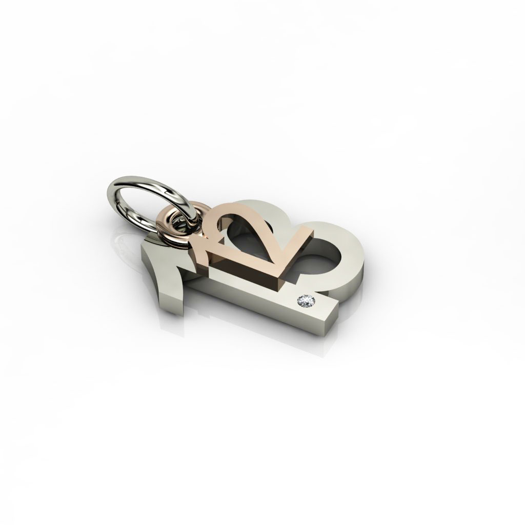 date pendant December 13th made of 925 sterling silver, set with a brilliant diamond of 0,005 ct / 23 date pendant December 13th made of 925 sterling silver, set with a brilliant diamond of 0,005 ct / 23