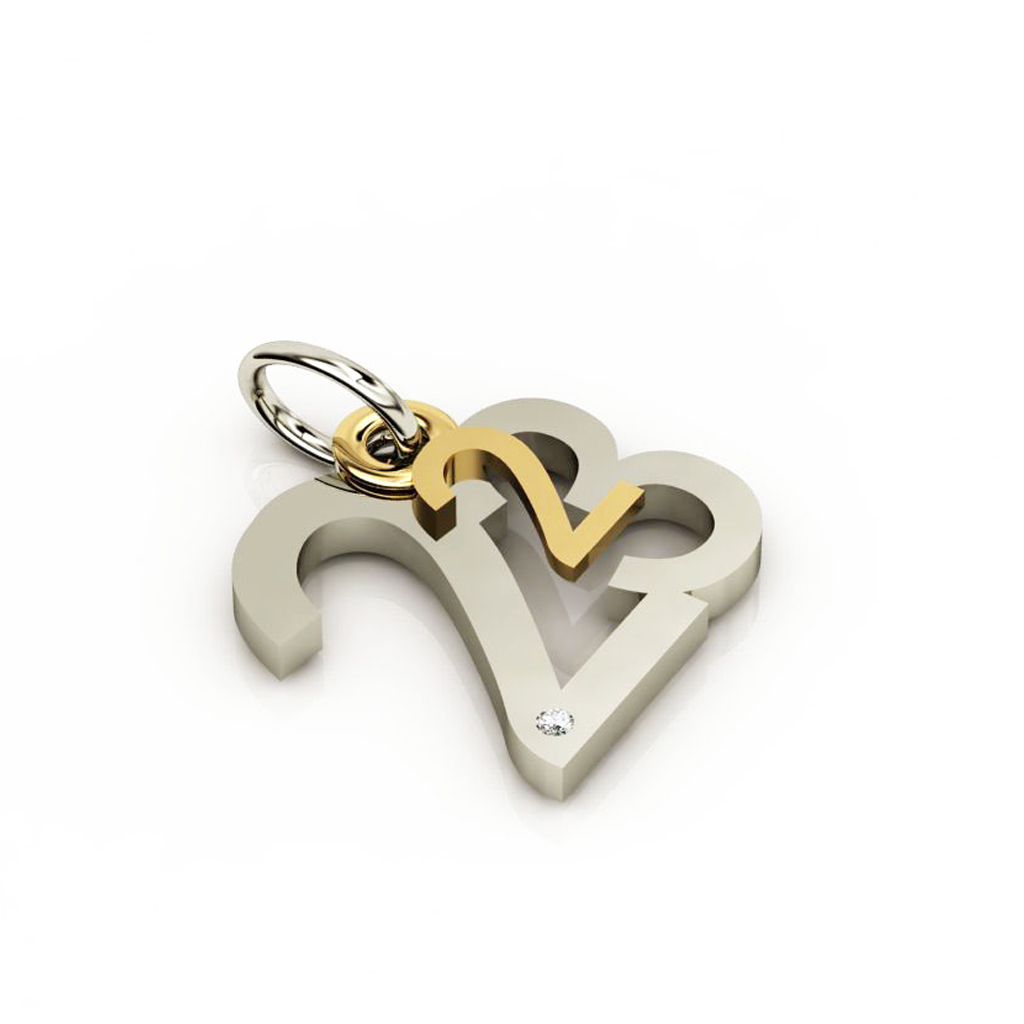 date pendant February 23rd made of 925 sterling silver, set with a brilliant diamond of 0,005 ct / 21