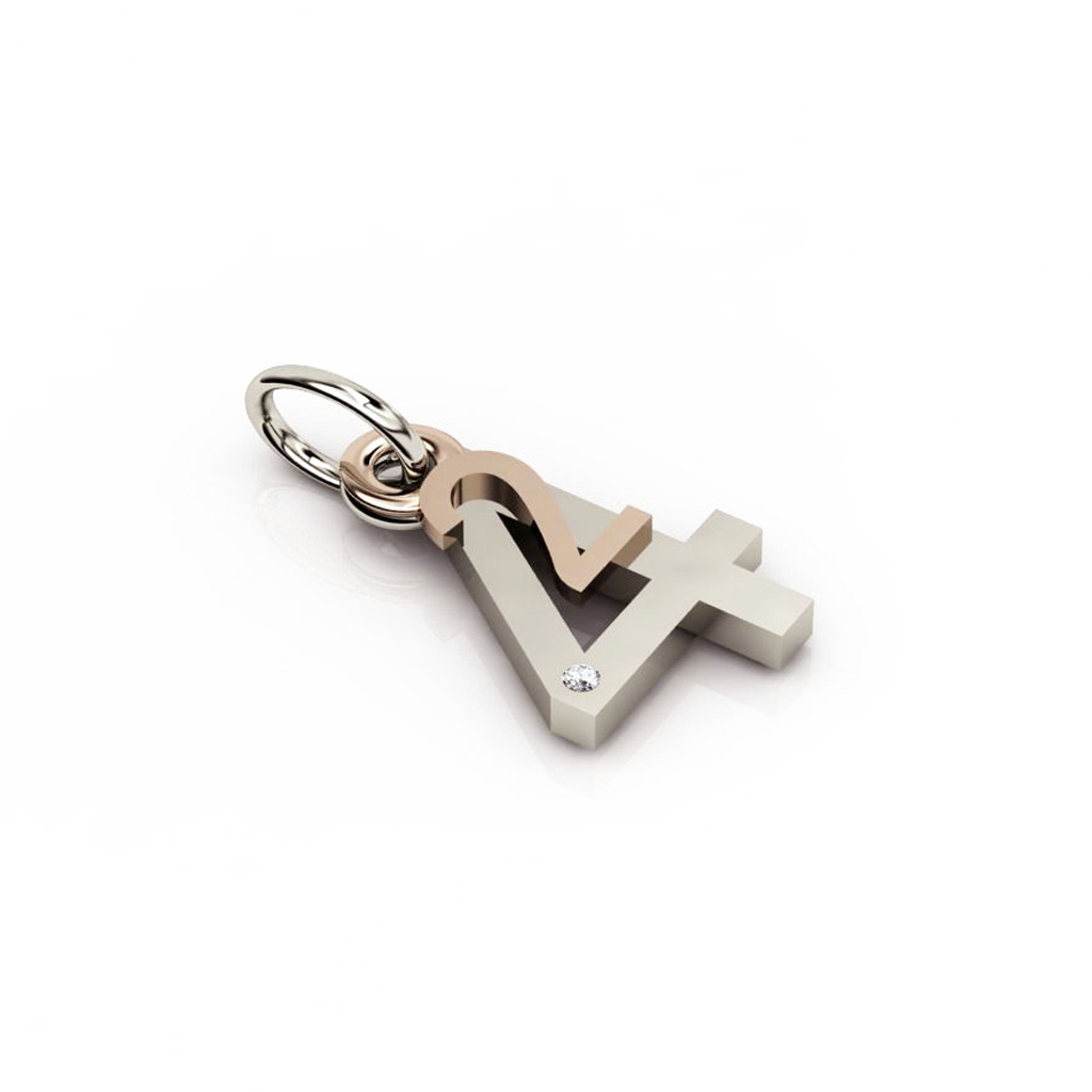 date pendant February 4th made of 925 sterling silver, set with a brilliant diamond of 0,005 ct / 23