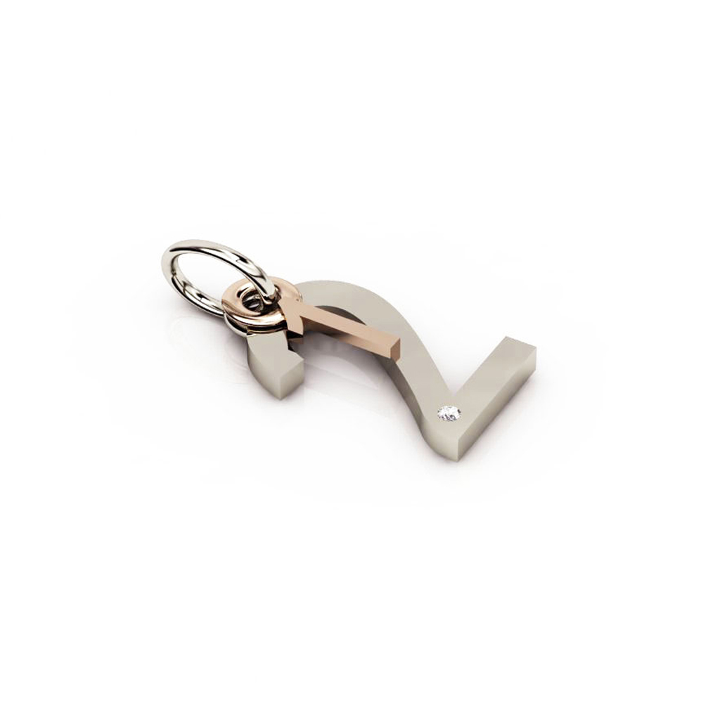 date pendant January 2nd made of 925 sterling silver, set with a brilliant diamond of 0,005 ct / 23