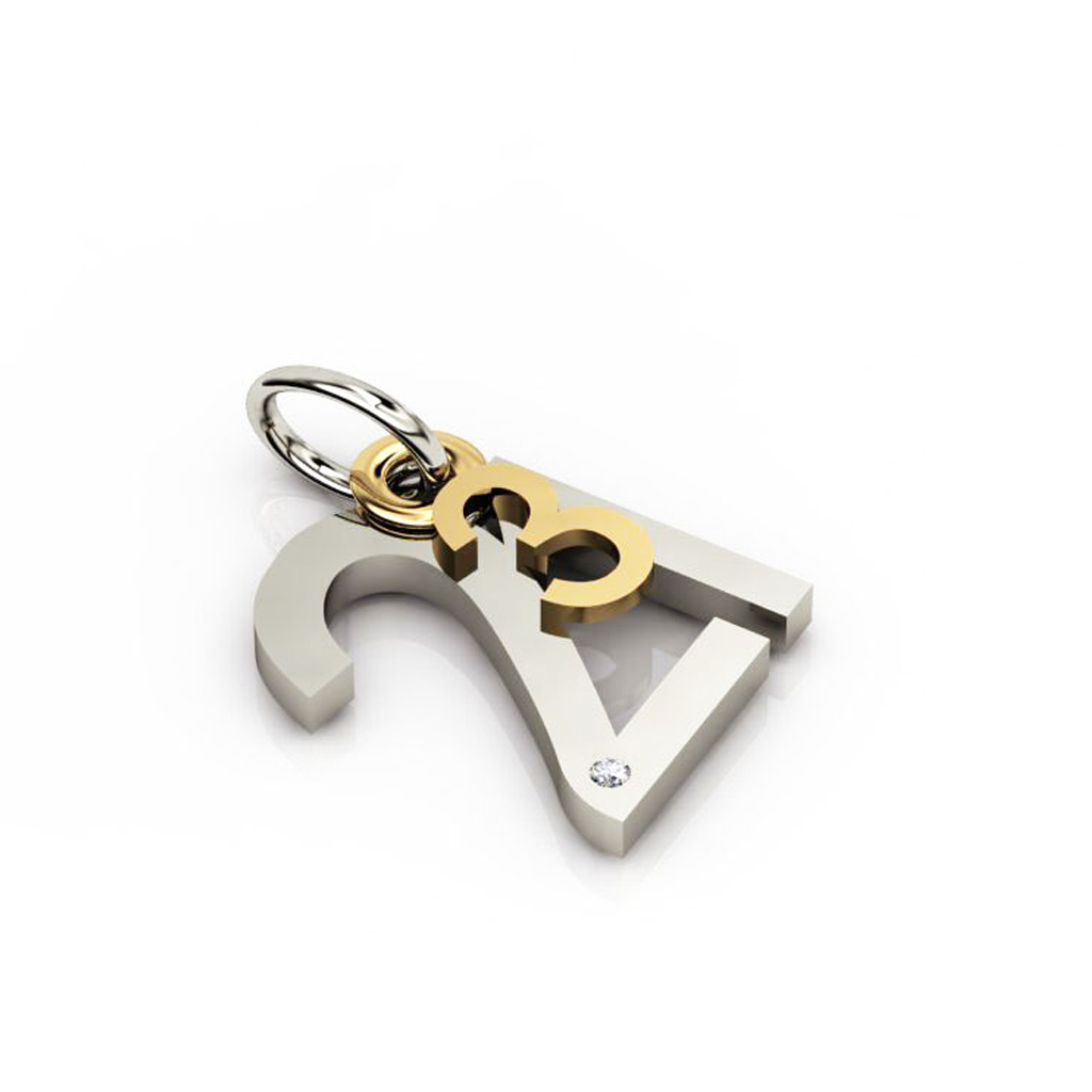 date pendant March 21st made of 925 sterling silver, set with a brilliant diamond of 0,005 ct / 21