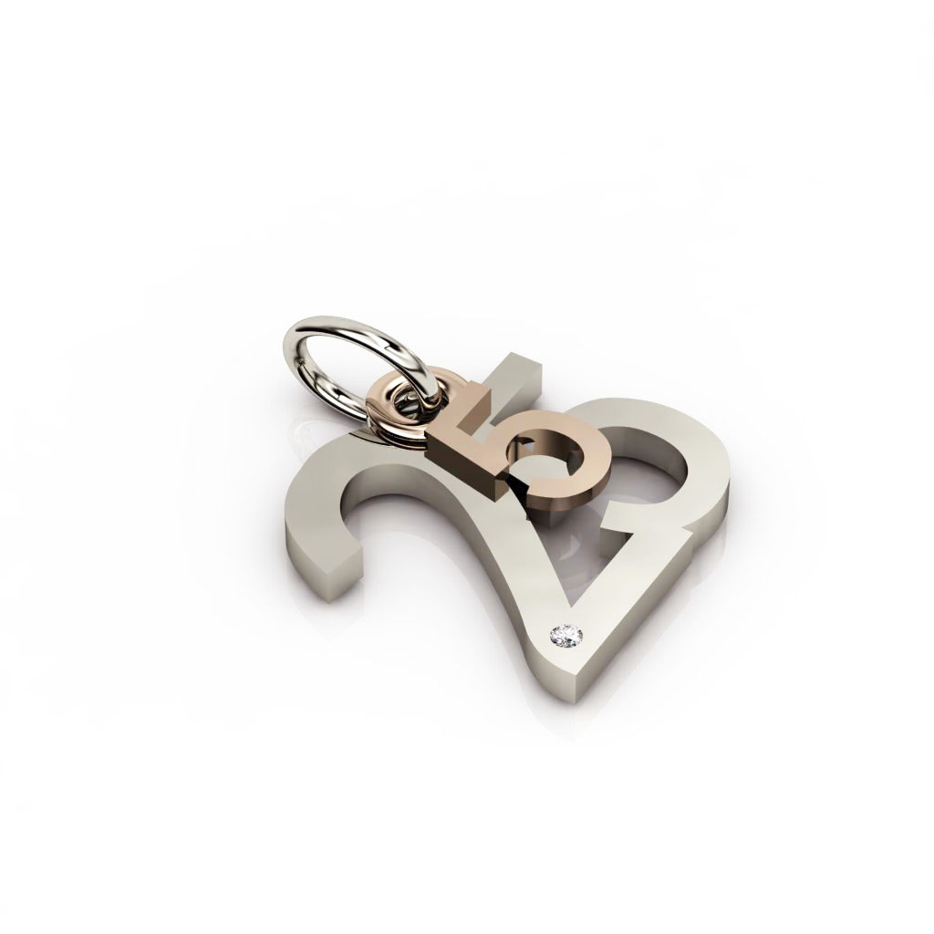 date pendant May 25th made of 925 sterling silver, set with a brilliant diamond of 0,005 ct / 23