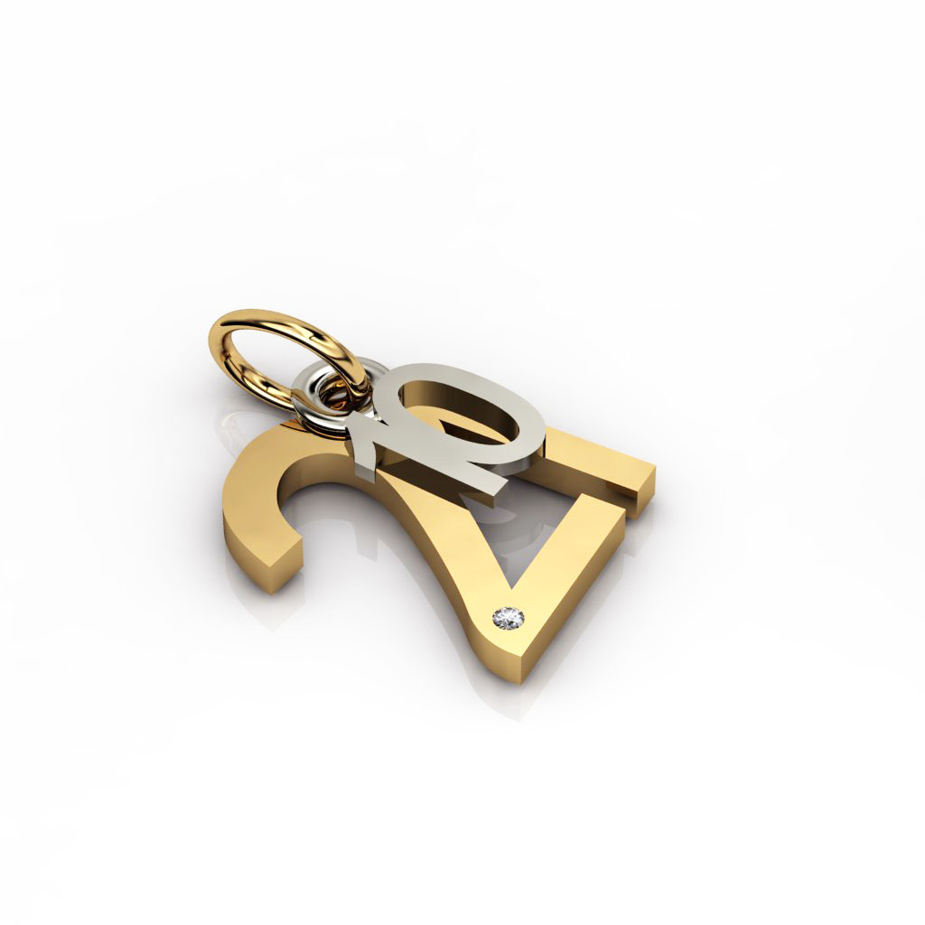 date pendant October 21st made of 925 sterling silver, set with a brilliant diamond of 0,005 ct / 12