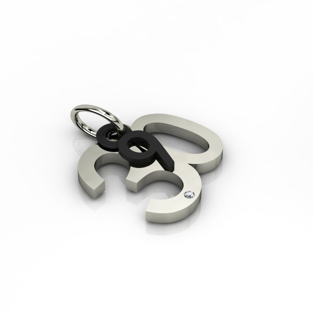 date pendant September 30th made of 925 sterling silver, set with a brilliant diamond of 0,005 ct / 24