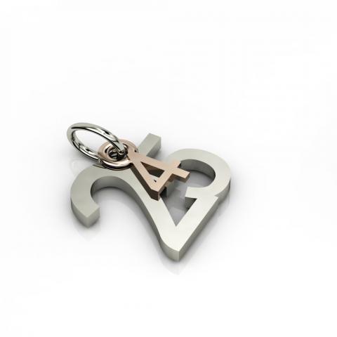 date pendant April 25th made of 18 karat white gold vermeil on 925 sterling silver and 9 karat rose gold / 23