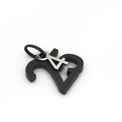 date pendant April 25th made of black oxidised 925 sterling silver and 9 karat white gold / 42