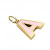 Alphabet Capital Initial Letter A Pendant, made of 925 sterling silver / 18k gold finish with pink enamel