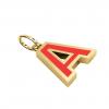 Alphabet Capital Initial Letter A Pendant, made of 925 sterling silver / 18k gold finish with red enamel