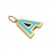 Alphabet Capital Initial Letter A Pendant, made of 925 sterling silver / 18k gold finish with turquoise enamel