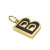 Alphabet Capital Initial Letter B Pendant, made of 925 sterling silver / 18k gold finish with black enamel