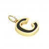Alphabet Capital Initial Letter C Pendant, made of 925 sterling silver / 18k gold finish with black enamel